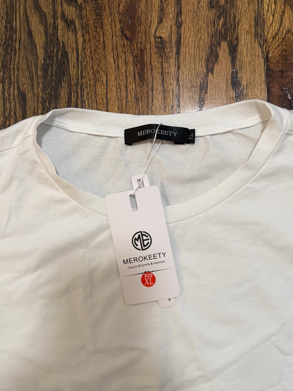 Merokeety Women's White Crewneck Blouse - Classic Casual Tee